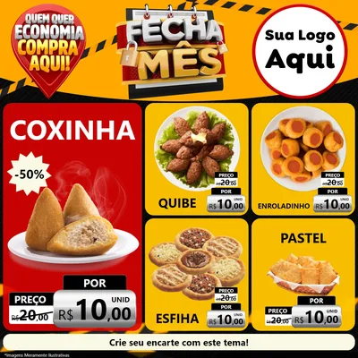 Modelo de Rede Social para Feed Facebook com o tema Fecha Mês para Salgadaria