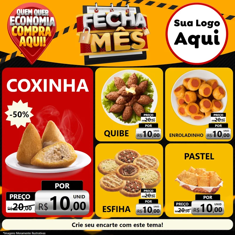 Modelo de Rede Social para Feed Facebook com o tema Fecha Mês para Salgadaria