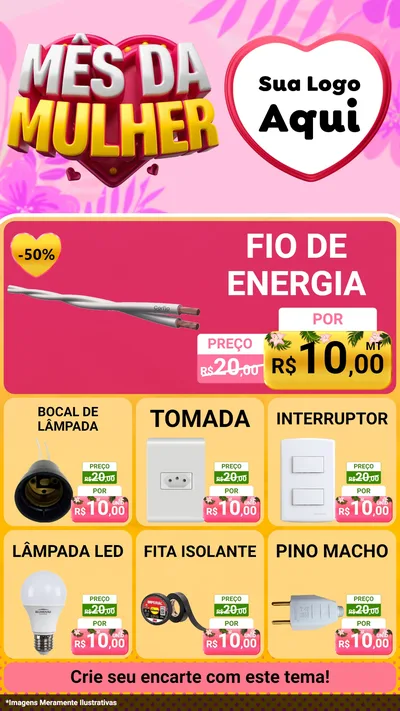 Modelo de Rede Social para Stories com o tema Mês da Mulher para Materiais Elétricos