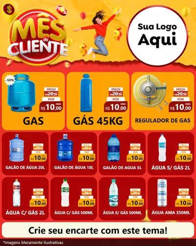 Modelo de Rede Social para Feed Instagram com o tema Mês do Cliente para Água e gás