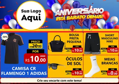 Modelo de Encarte para Encarte A4 Horizontal com o tema Aniversário para Roupas e acessórios