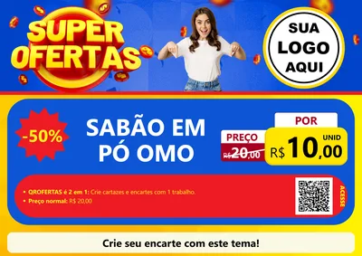 Modelo de Cartaz para Cartaz A4 Horizontal com o tema Super Ofertas para Produtos de Limpeza