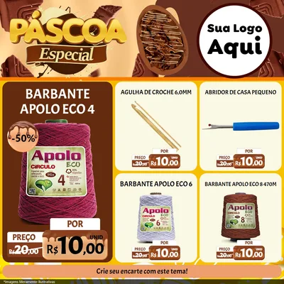 Modelo de Rede Social para Feed Facebook com o tema Páscoa Especial para Armarinho e Aviamentos