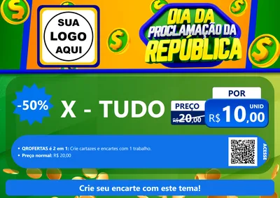 Modelo de Cartaz para Cartaz A4 Horizontal com o tema Dia Da Proclamação da República para Hamburgueria