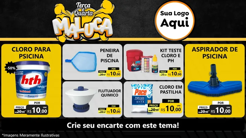 Modelo de TV para TV Horizontal com o tema Terça e Quarta Maluca para Produtos para Piscina
