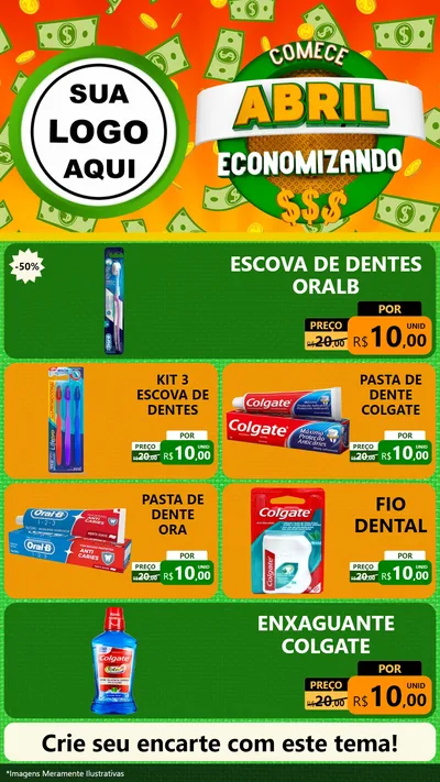 Modelo de TV para TV Vertical com o tema Comece Abril Economizando para Higiene Pessoal