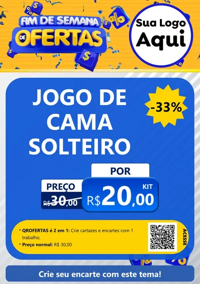 Modelo de Cartaz para Cartaz A4 Vertical com o tema Fim de Semana de Ofertas para Cama, Mesa e Banho