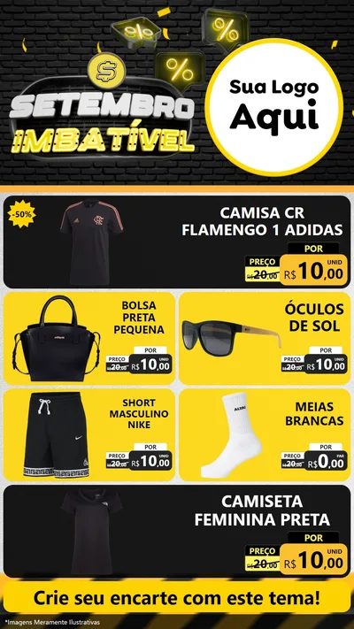 Modelo de TV para TV Vertical com o tema Setembro Imbatível para Roupas e acessórios