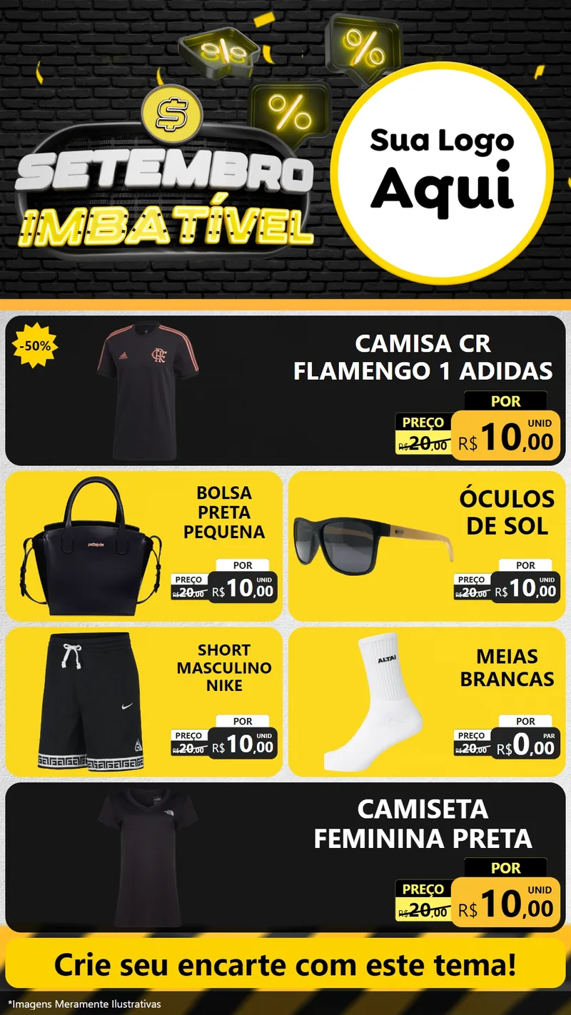 Modelo de TV para TV Vertical com o tema Setembro Imbatível para Roupas e acessórios