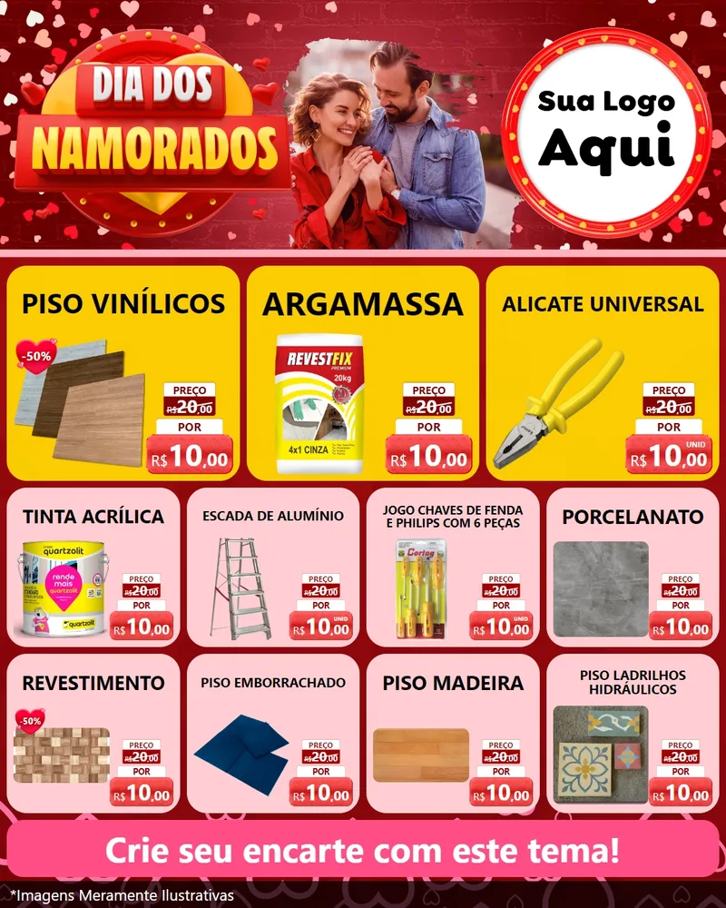 Modelo de Rede Social para Feed Instagram com o tema Dia Dos Namorados para Material para Construção