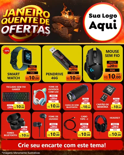 Modelo de Rede Social para Feed Instagram com o tema Janeiro Quente de Ofertas para Informática
