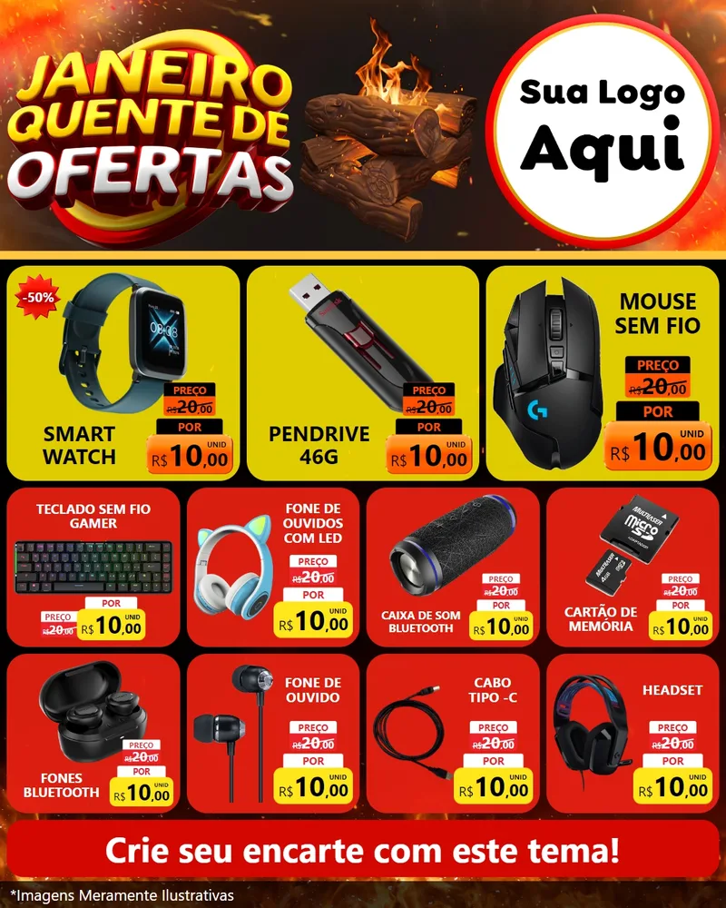 Modelo de Rede Social para Feed Instagram com o tema Janeiro Quente de Ofertas para Informática