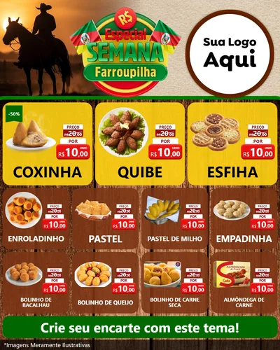 Modelo de Rede Social para Feed Instagram com o tema Especial Semana Farroupilha para Salgadaria