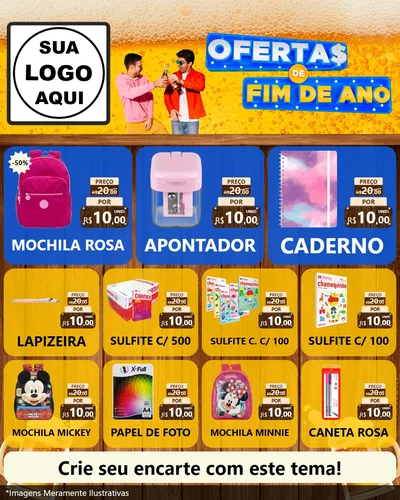 Modelo de Rede Social para Feed Instagram com o tema Ofertas de Fim de Ano para Papelaria