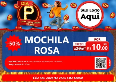 Modelo de Cartaz para Cartaz A4 Horizontal com o tema Dia P - O Dia Mais Barato Do Mês para Papelaria
