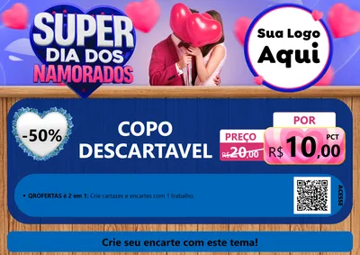 Modelo de Cartaz para Cartaz A4 Horizontal com o tema Super Dia dos Namorados para Embalagens