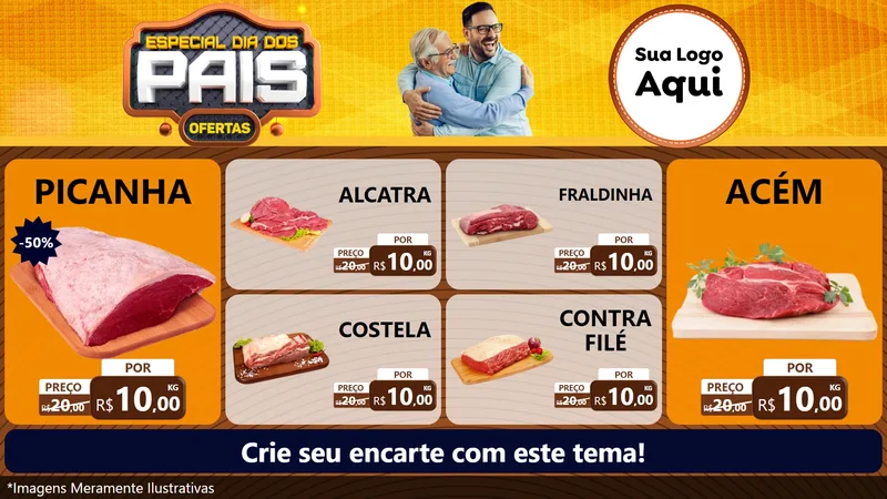 Modelo de TV para TV Horizontal com o tema Especial Dia dos Pais para Açougue