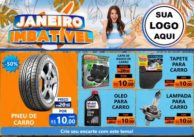 Modelo de Encarte para Encarte A4 Horizontal com o tema Janeiro Imbatível para Auto peças