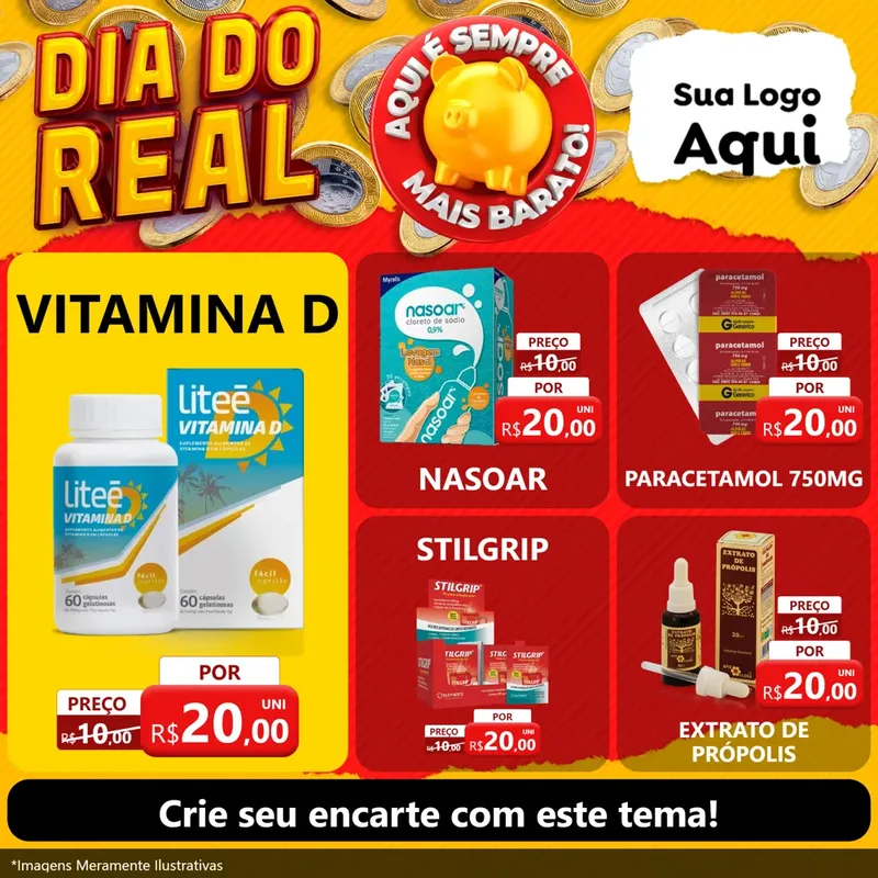 Modelo de Rede Social para Feed Facebook com o tema Dia Do Real para Farmácia