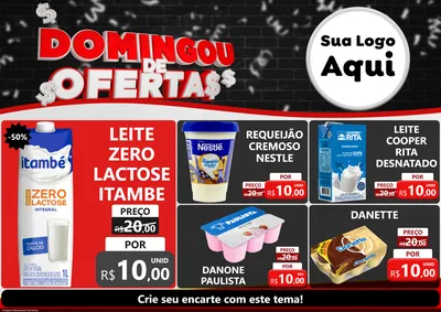Modelo de Encarte para Encarte A4 Horizontal com o tema Domingou de Ofertas para Frios e Laticínios