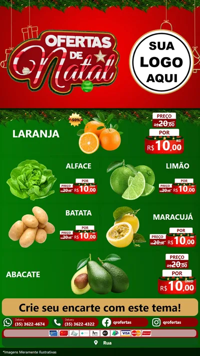 Modelo de TV para TV Vertical com o tema Ofertas de Natal para Hortifrúti