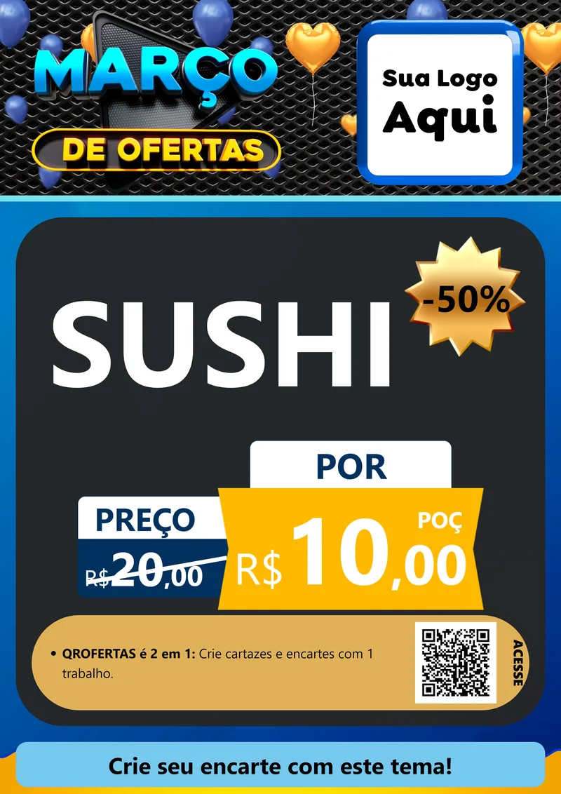 Modelo de Cartaz para Cartaz A4 Vertical com o tema Março de Ofertas para Comida japonesa