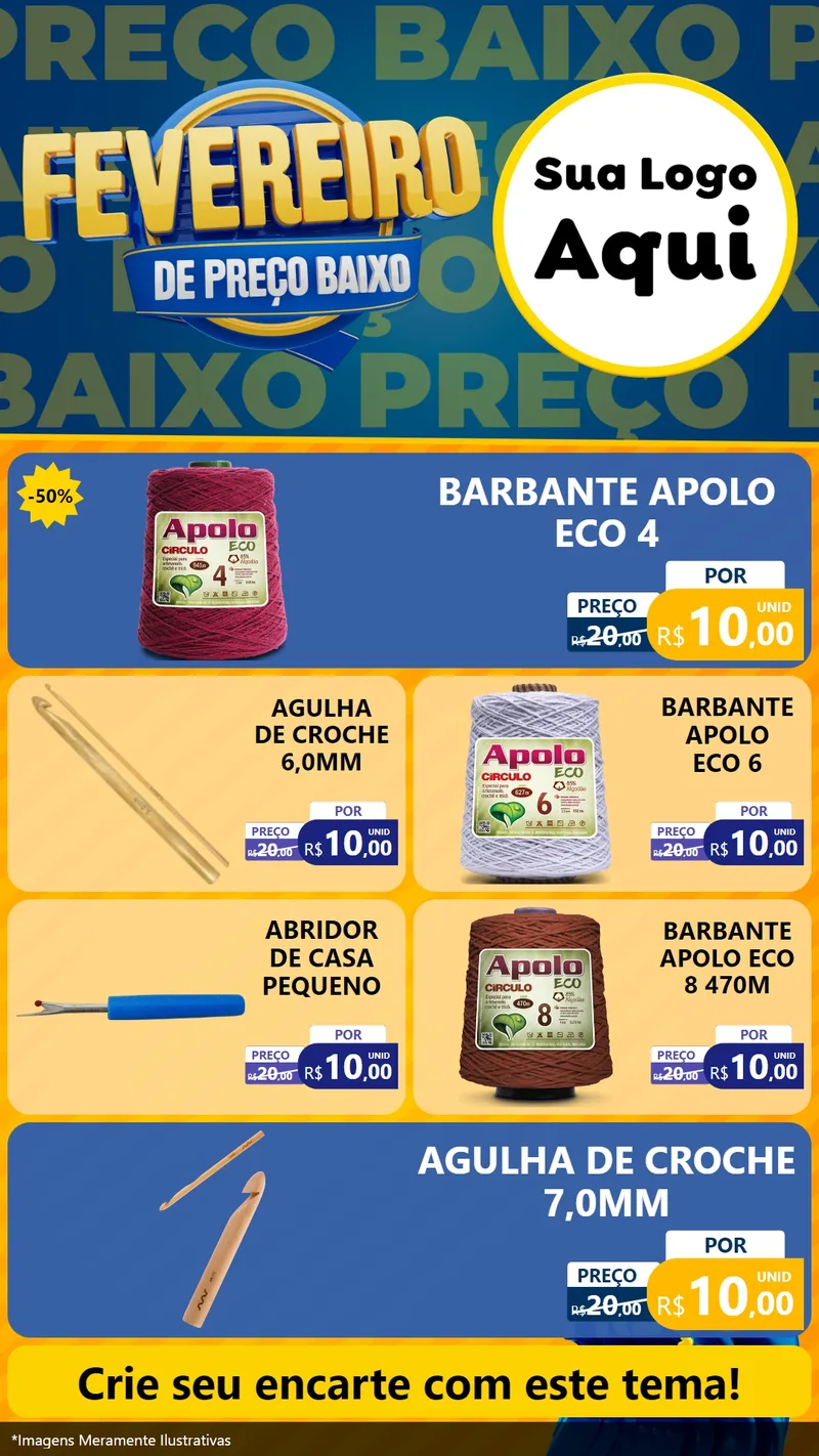 Modelo de TV para TV Vertical com o tema Fevereiro de Preço Baixo para Armarinho e Aviamentos