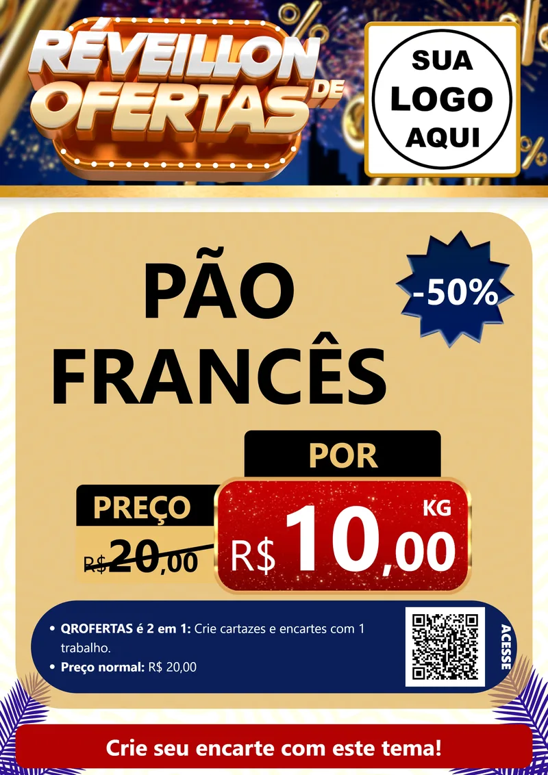 Modelo de Cartaz para Cartaz A4 Vertical com o tema Réveillon de Ofertas para Padaria