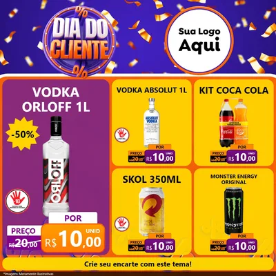 Modelo de Rede Social para Feed Facebook com o tema Dia do Cliente para Distribuidora de bebidas