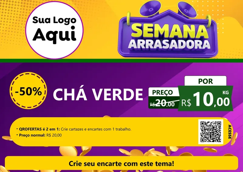 Modelo de Cartaz para Cartaz A4 Horizontal com o tema Semana Arrasadora para Produtos Naturais