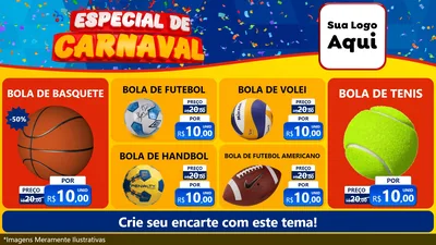 Modelo de TV para TV Horizontal com o tema Especial de Carnaval para Artigos Esportivos