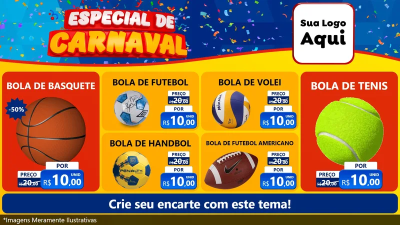 Modelo de TV para TV Horizontal com o tema Especial de Carnaval para Artigos Esportivos