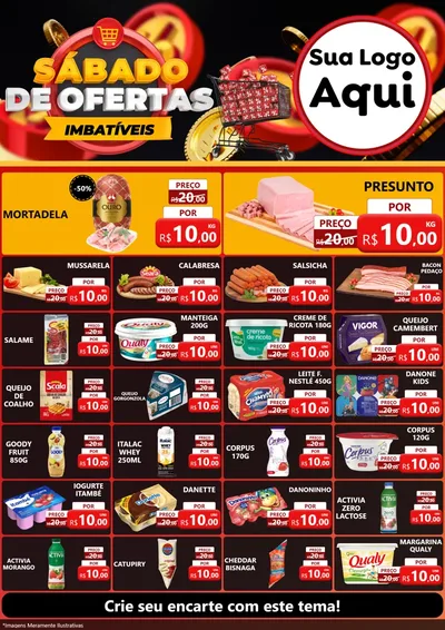 Modelo de Encarte para Encarte A4 Vertical com o tema Sábado de Ofertas Imbatíveis para Frios e Laticínios
