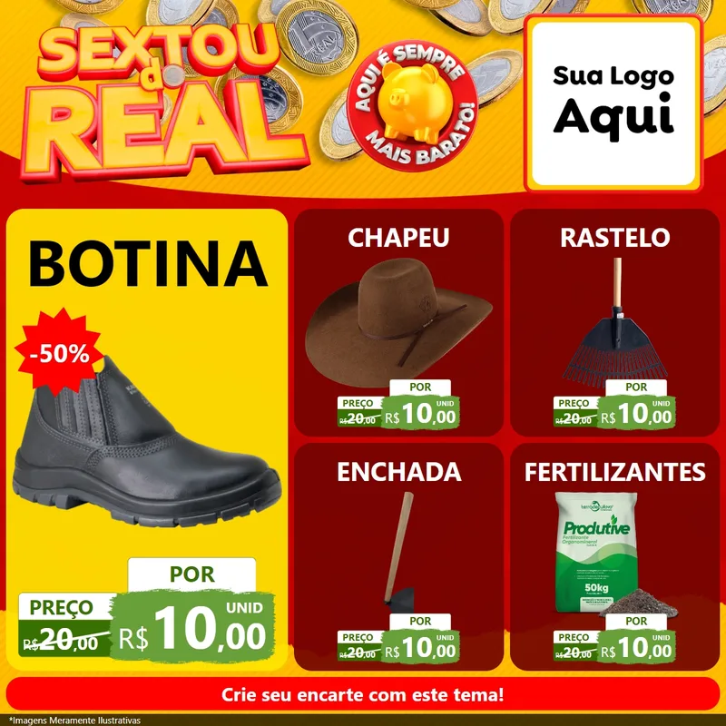 Modelo de Rede Social para Feed Facebook com o tema Sextou do Real para Agropecuária