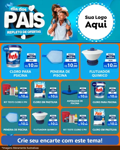Modelo de Rede Social para Feed Instagram com o tema Dia Dos Pais Repleto de Ofertas para Produtos para Piscina