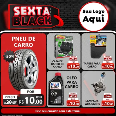 Modelo de Rede Social para Feed Facebook com o tema Sexta Black para Auto peças