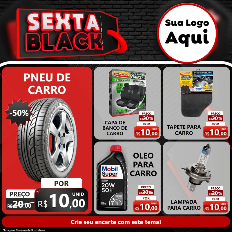 Modelo de Rede Social para Feed Facebook com o tema Sexta Black para Auto peças