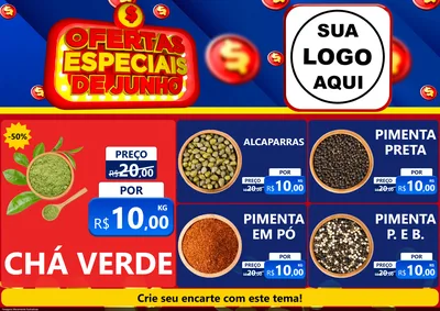 Modelo de Encarte para Encarte A4 Horizontal com o tema Ofertas Especiais de Junho para Produtos Naturais
