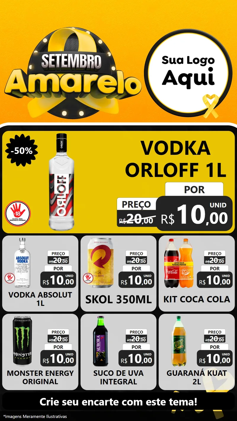 Modelo de Rede Social para Stories com o tema Setembro Amarelo para Distribuidora de bebidas