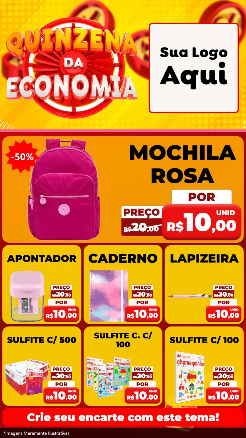 Modelo de Rede Social para Stories com o tema Quinzena Da Economia para Papelaria