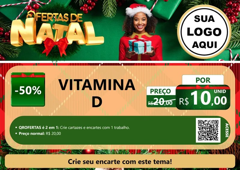 Modelo de Cartaz para Cartaz A4 Horizontal com o tema Ofertas de Natal para Farmácia