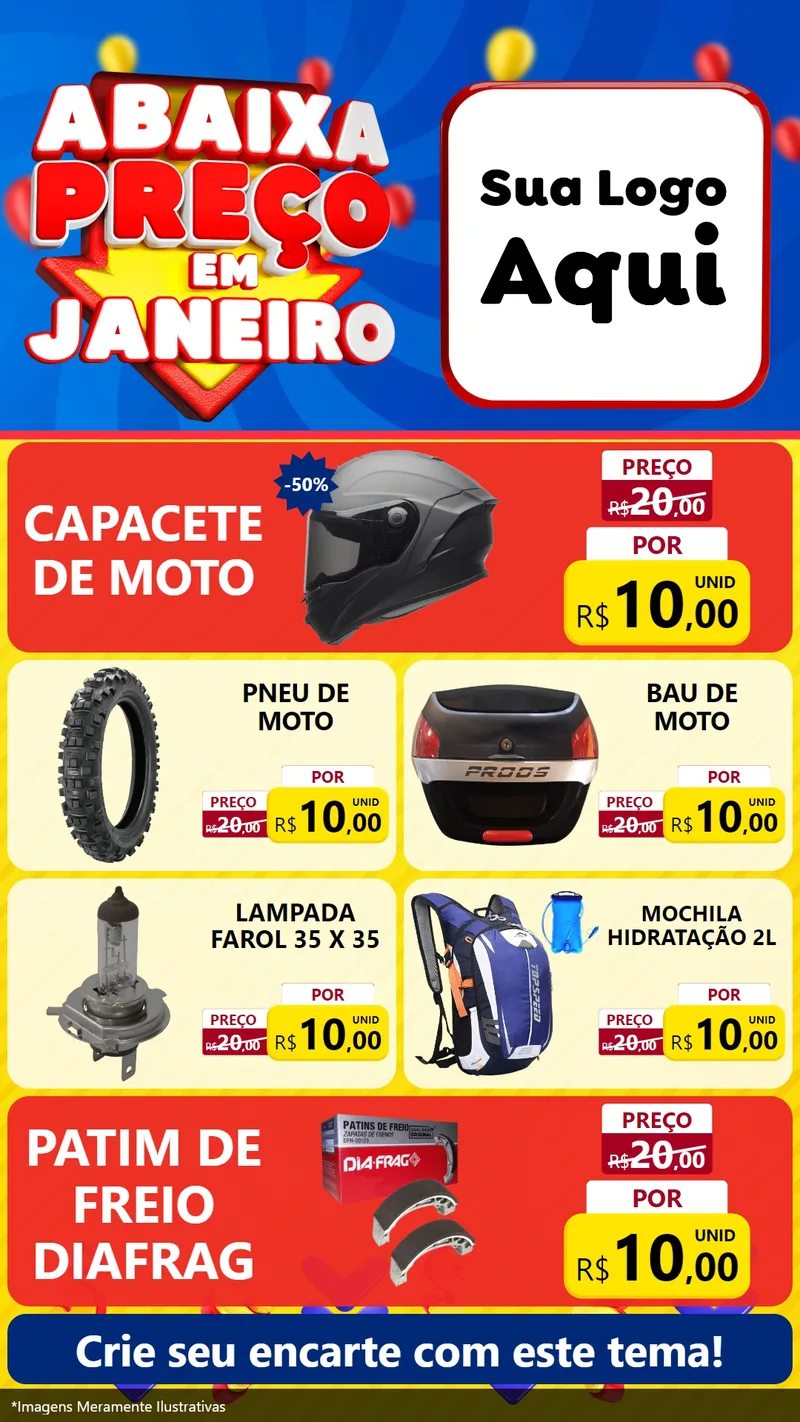 Modelo de TV para TV Vertical com o tema Abaixa Preço em Janeiro para Moto peças