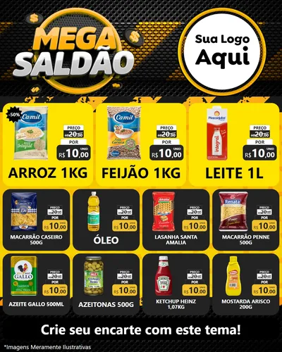 Modelo de Rede Social para Feed Instagram com o tema Mega Saldão para Supermercado