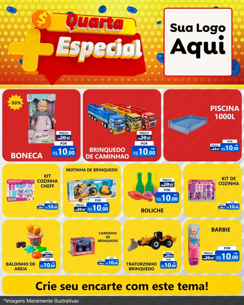 Modelo de Rede Social para Feed Instagram com o tema Quarta Mais Especial para Brinquedos