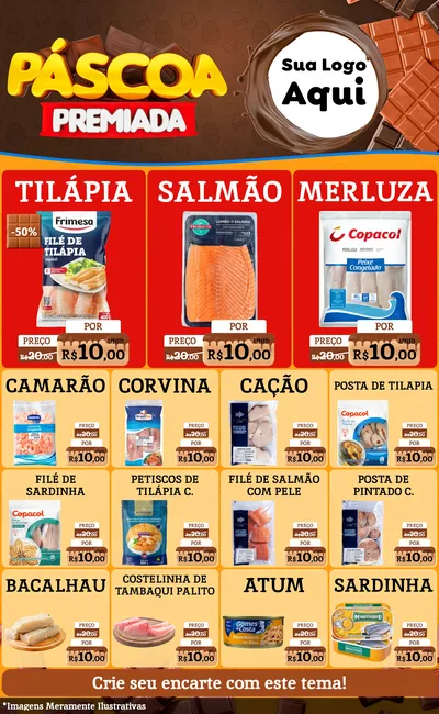 Modelo de Encarte para Encarte Grande com o tema Páscoa Premiada para Peixaria