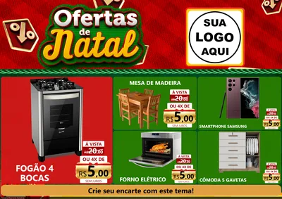 Modelo de Encarte para Encarte A4 Horizontal com o tema Ofertas de Natal para Móveis e Eletro