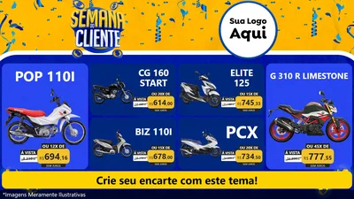 Modelo de TV para TV Horizontal com o tema Semana do Cliente para Concessionaria de Motos