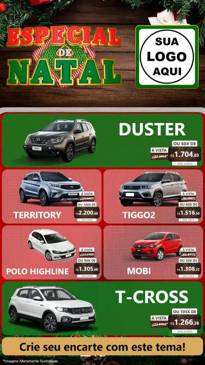 Modelo de TV para TV Vertical com o tema Especial de Natal para Concessionaria de Carros