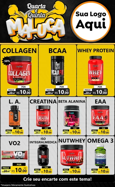 Modelo de Encarte para Encarte Grande com o tema Quarta e Quinta Maluca para Suplementos alimentares