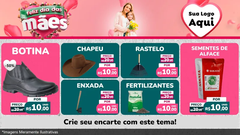 Modelo de TV para TV Horizontal com o tema Feliz Dia das Mães para Agropecuária